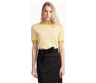 Contemporaine Organic cotton gingham sweater yellow at Simons